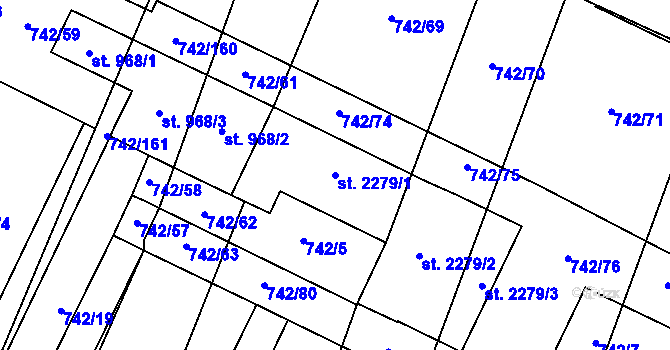 Parcela st. 2279/1 v KÚ Kateřinky u Opavy, Katastrální mapa