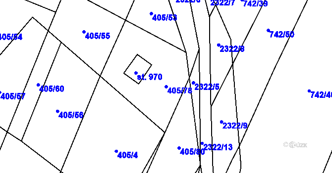 Parcela st. 405/78 v KÚ Kateřinky u Opavy, Katastrální mapa