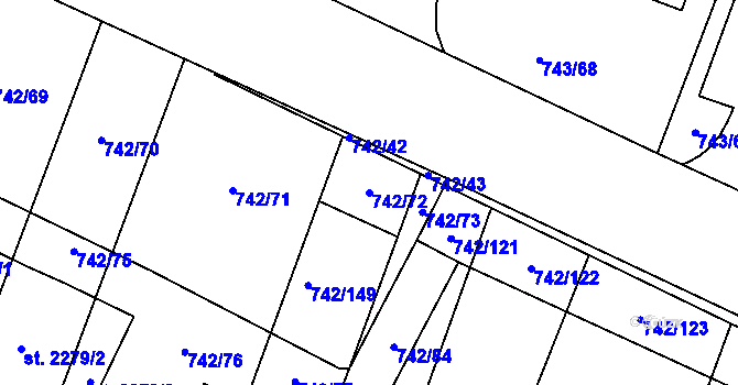 Parcela st. 742/72 v KÚ Kateřinky u Opavy, Katastrální mapa