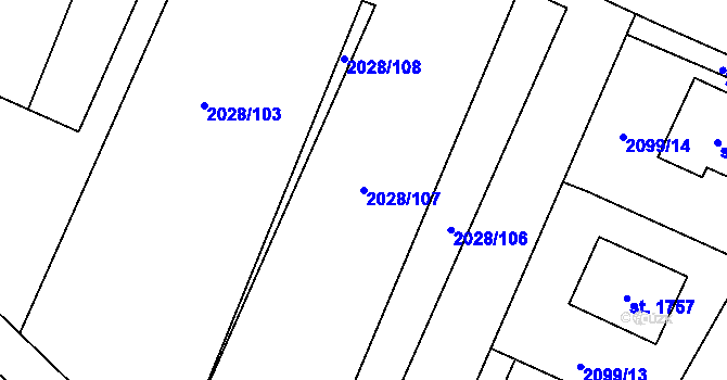 Parcela st. 2028/107 v KÚ Kateřinky u Opavy, Katastrální mapa