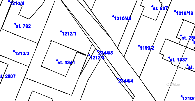 Parcela st. 2344/3 v KÚ Kateřinky u Opavy, Katastrální mapa