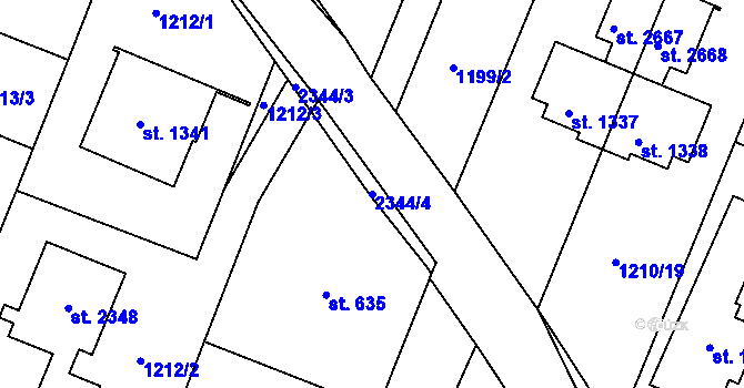 Parcela st. 2344/4 v KÚ Kateřinky u Opavy, Katastrální mapa