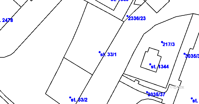 Parcela st. 33/1 v KÚ Kateřinky u Opavy, Katastrální mapa