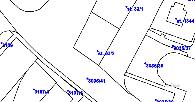 Parcela st. 33/2 v KÚ Kateřinky u Opavy, Katastrální mapa