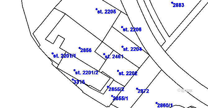 Parcela st. 2461 v KÚ Kateřinky u Opavy, Katastrální mapa