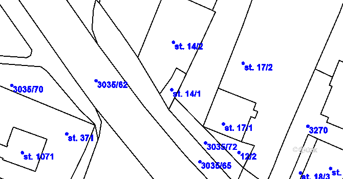 Parcela st. 14/1 v KÚ Kateřinky u Opavy, Katastrální mapa