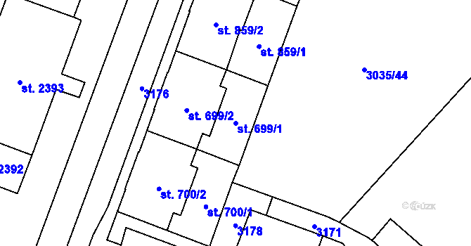 Parcela st. 699/1 v KÚ Kateřinky u Opavy, Katastrální mapa