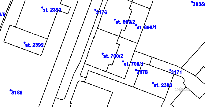 Parcela st. 700/2 v KÚ Kateřinky u Opavy, Katastrální mapa