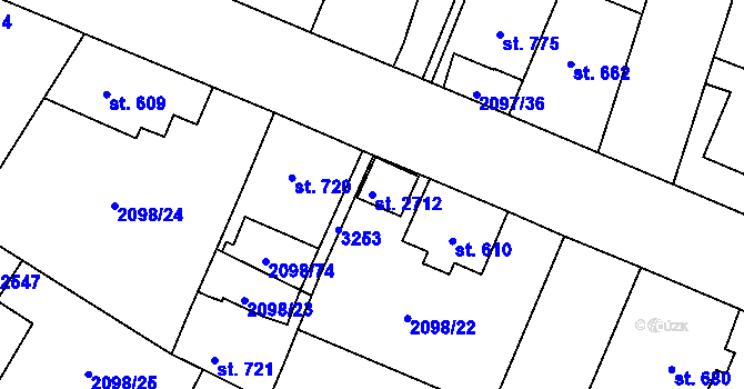 Parcela st. 2712 v KÚ Kateřinky u Opavy, Katastrální mapa