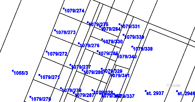 Parcela st. 1079/285 v KÚ Kateřinky u Opavy, Katastrální mapa