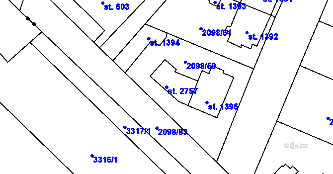 Parcela st. 2757 v KÚ Kateřinky u Opavy, Katastrální mapa