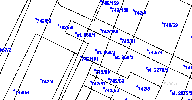 Parcela st. 968/3 v KÚ Kateřinky u Opavy, Katastrální mapa