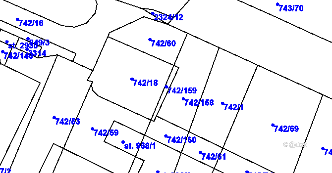 Parcela st. 742/159 v KÚ Kateřinky u Opavy, Katastrální mapa