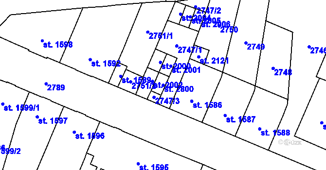 Parcela st. 2800 v KÚ Kateřinky u Opavy, Katastrální mapa
