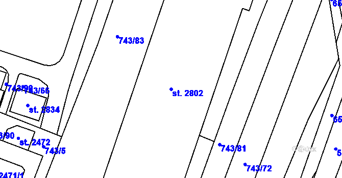 Parcela st. 2802 v KÚ Kateřinky u Opavy, Katastrální mapa