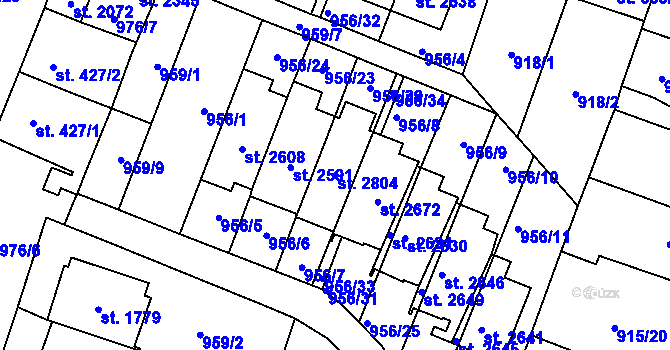 Parcela st. 2804 v KÚ Kateřinky u Opavy, Katastrální mapa