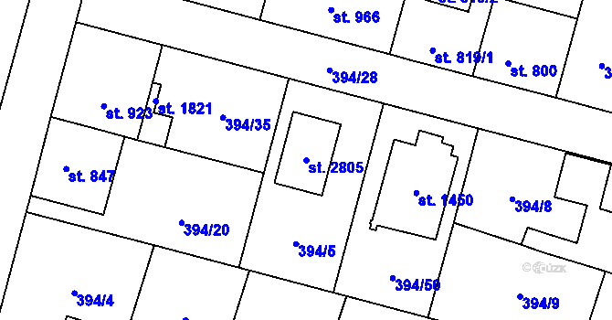 Parcela st. 2805 v KÚ Kateřinky u Opavy, Katastrální mapa