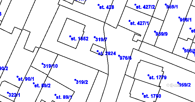Parcela st. 2824 v KÚ Kateřinky u Opavy, Katastrální mapa
