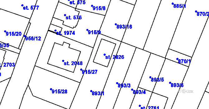 Parcela st. 2826 v KÚ Kateřinky u Opavy, Katastrální mapa