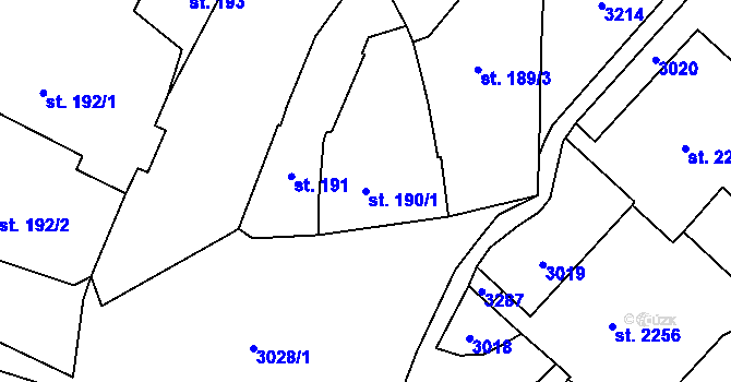 Parcela st. 190/1 v KÚ Kateřinky u Opavy, Katastrální mapa