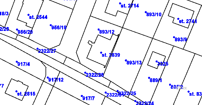 Parcela st. 2839 v KÚ Kateřinky u Opavy, Katastrální mapa