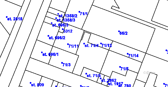 Parcela st. 71/4 v KÚ Kateřinky u Opavy, Katastrální mapa