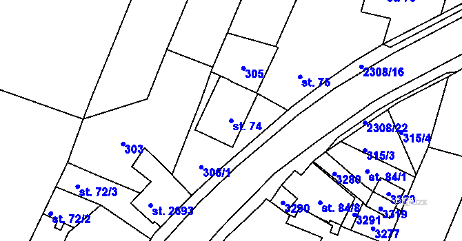 Parcela st. 74 v KÚ Kateřinky u Opavy, Katastrální mapa