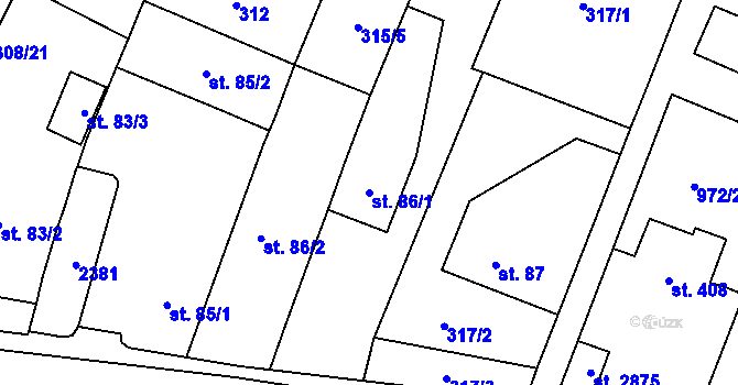 Parcela st. 86/1 v KÚ Kateřinky u Opavy, Katastrální mapa