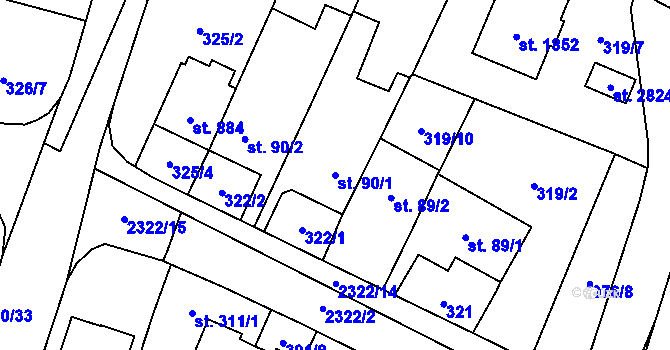 Parcela st. 90/1 v KÚ Kateřinky u Opavy, Katastrální mapa