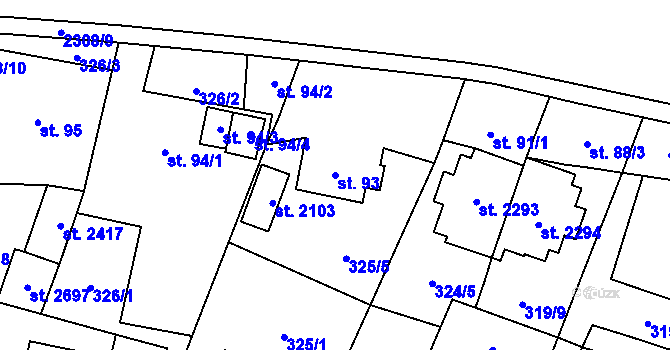 Parcela st. 93 v KÚ Kateřinky u Opavy, Katastrální mapa