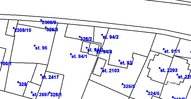 Parcela st. 94/4 v KÚ Kateřinky u Opavy, Katastrální mapa