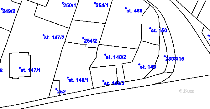 Parcela st. 148/2 v KÚ Kateřinky u Opavy, Katastrální mapa