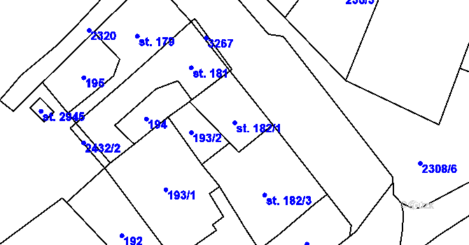 Parcela st. 182/1 v KÚ Kateřinky u Opavy, Katastrální mapa