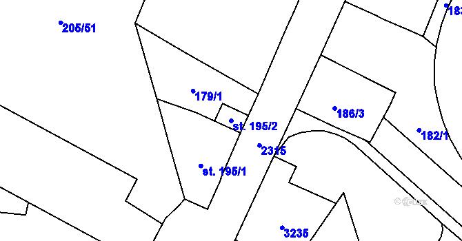 Parcela st. 195/2 v KÚ Kateřinky u Opavy, Katastrální mapa
