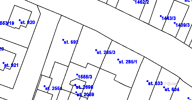 Parcela st. 285/3 v KÚ Kateřinky u Opavy, Katastrální mapa