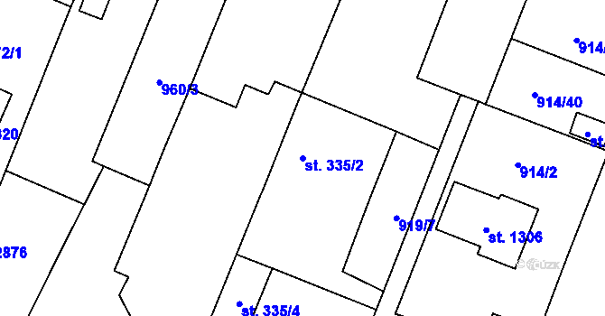 Parcela st. 335/2 v KÚ Kateřinky u Opavy, Katastrální mapa
