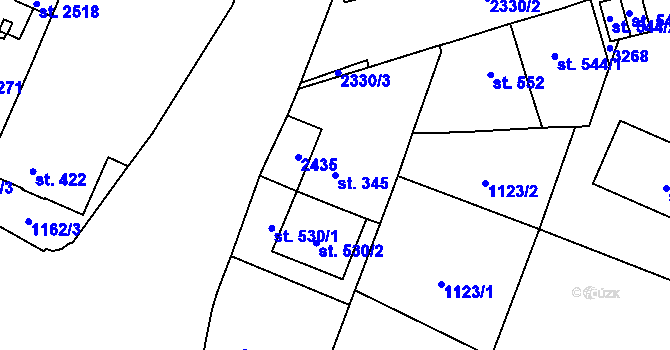 Parcela st. 345 v KÚ Kateřinky u Opavy, Katastrální mapa