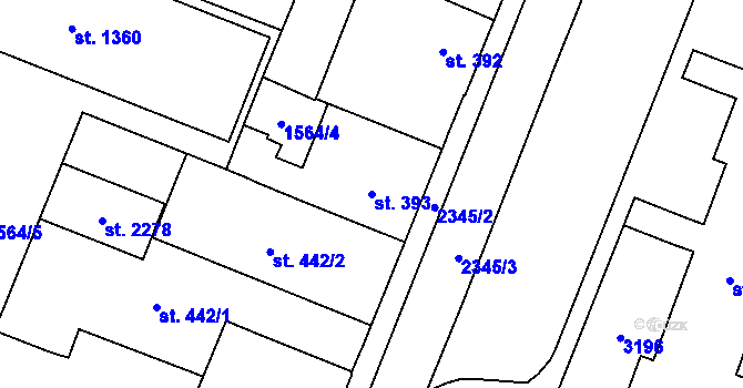 Parcela st. 393 v KÚ Kateřinky u Opavy, Katastrální mapa