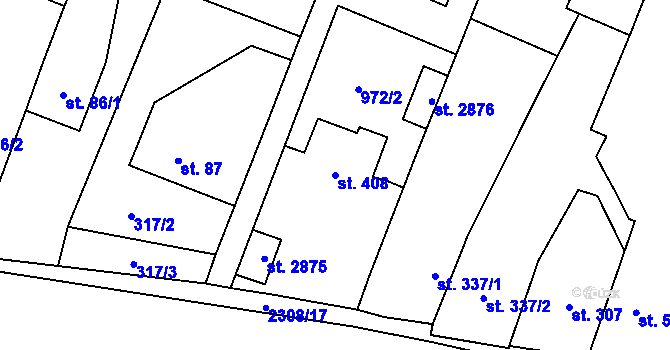 Parcela st. 408 v KÚ Kateřinky u Opavy, Katastrální mapa