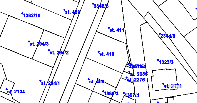 Parcela st. 410 v KÚ Kateřinky u Opavy, Katastrální mapa