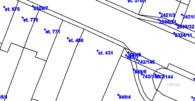 Parcela st. 431 v KÚ Kateřinky u Opavy, Katastrální mapa