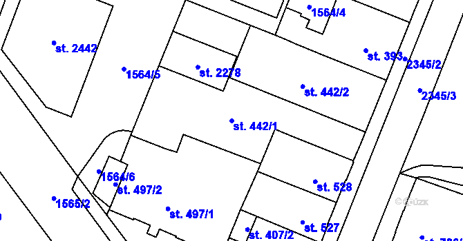 Parcela st. 442/1 v KÚ Kateřinky u Opavy, Katastrální mapa
