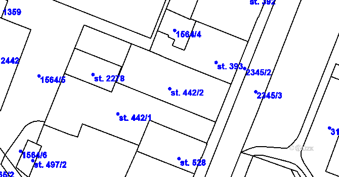 Parcela st. 442/2 v KÚ Kateřinky u Opavy, Katastrální mapa