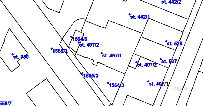 Parcela st. 497/1 v KÚ Kateřinky u Opavy, Katastrální mapa