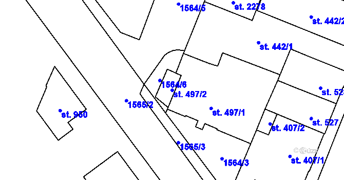Parcela st. 497/2 v KÚ Kateřinky u Opavy, Katastrální mapa