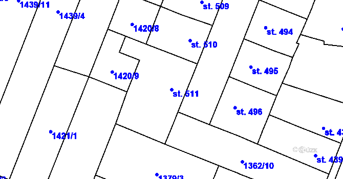 Parcela st. 511 v KÚ Kateřinky u Opavy, Katastrální mapa