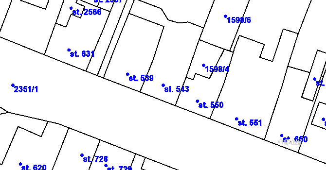 Parcela st. 543 v KÚ Kateřinky u Opavy, Katastrální mapa