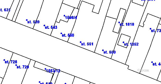 Parcela st. 551 v KÚ Kateřinky u Opavy, Katastrální mapa