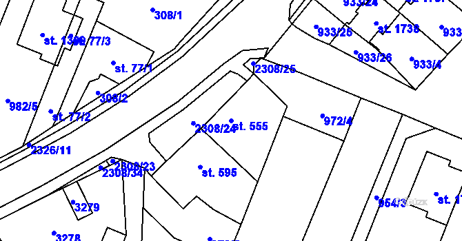 Parcela st. 555 v KÚ Kateřinky u Opavy, Katastrální mapa