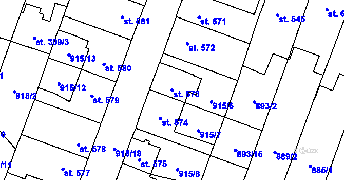 Parcela st. 573 v KÚ Kateřinky u Opavy, Katastrální mapa
